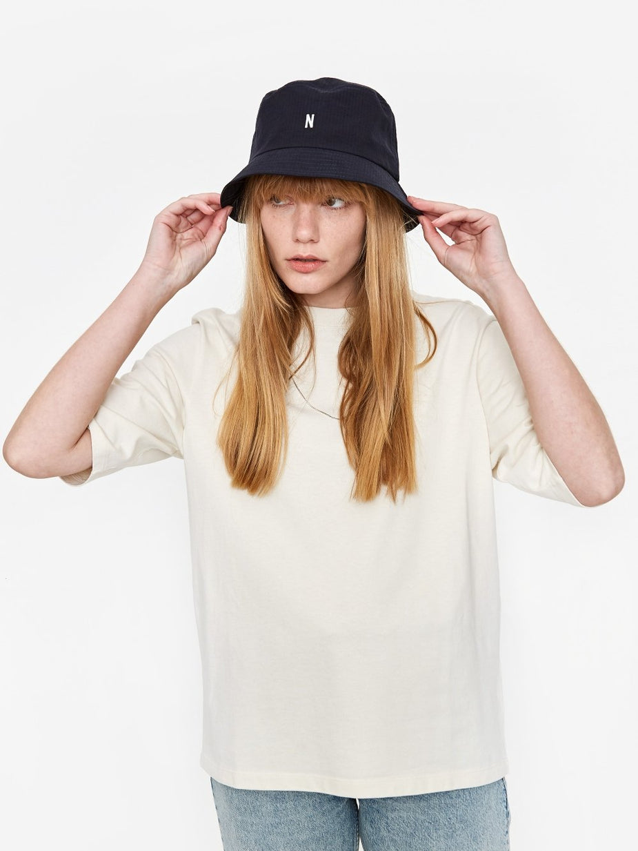 Norse Projects Norse Projects Seersucker Bucket Hat - Dark Navy - Blue