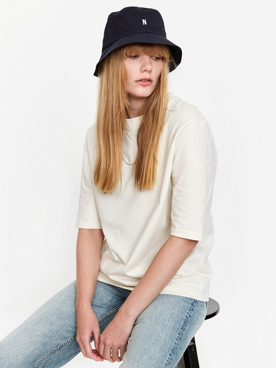 Norse Projects Norse Projects Seersucker Bucket Hat - Dark Navy - Blue