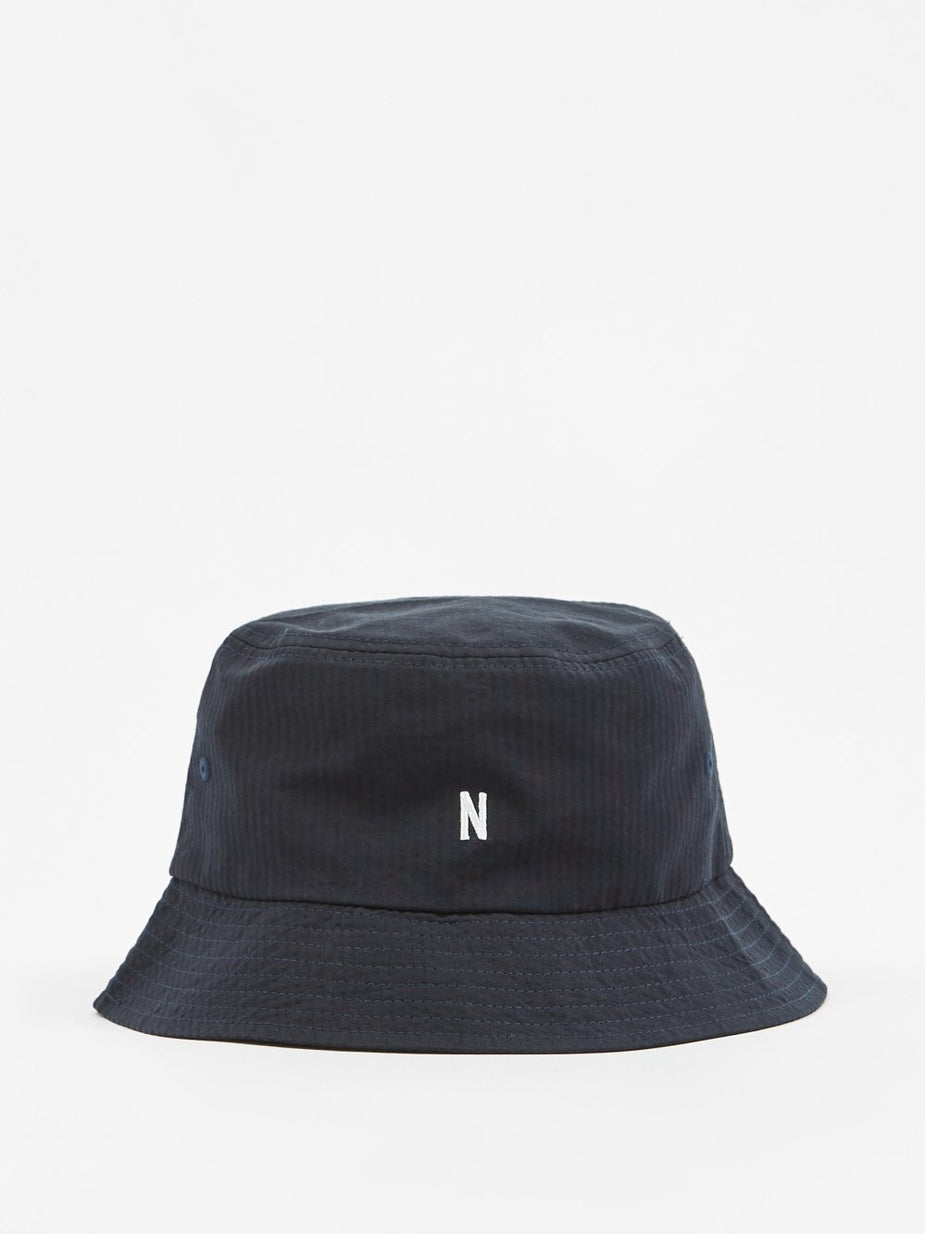 Norse Projects Norse Projects Seersucker Bucket Hat - Dark Navy - Blue