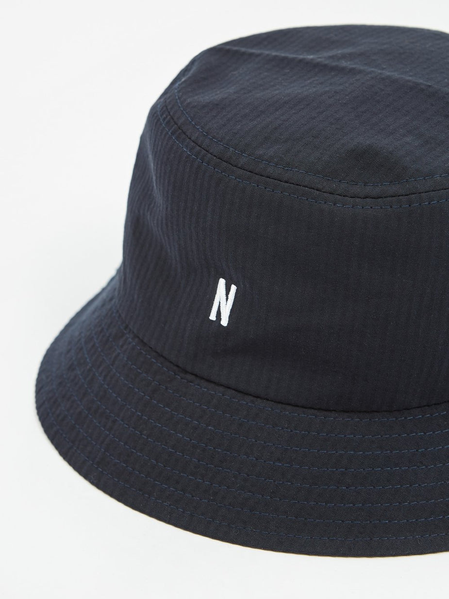 Norse Projects Norse Projects Seersucker Bucket Hat - Dark Navy - Blue