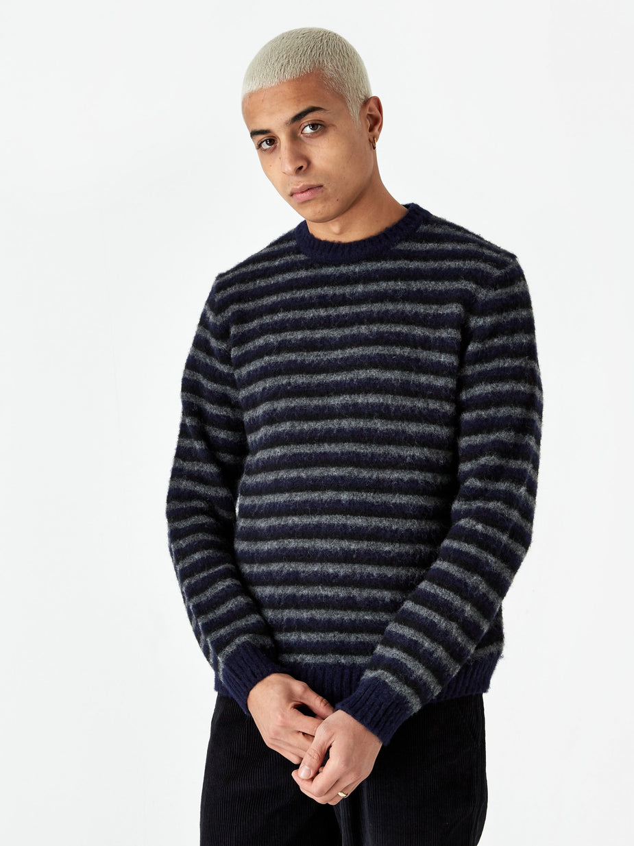 Norse Projects Norse Projects Sigfred Brushed Stripe Jumper - Dark Navy - Blue