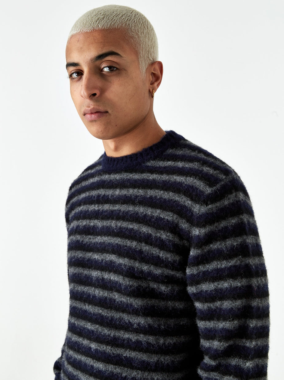 Norse Projects Norse Projects Sigfred Brushed Stripe Jumper - Dark Navy - Blue