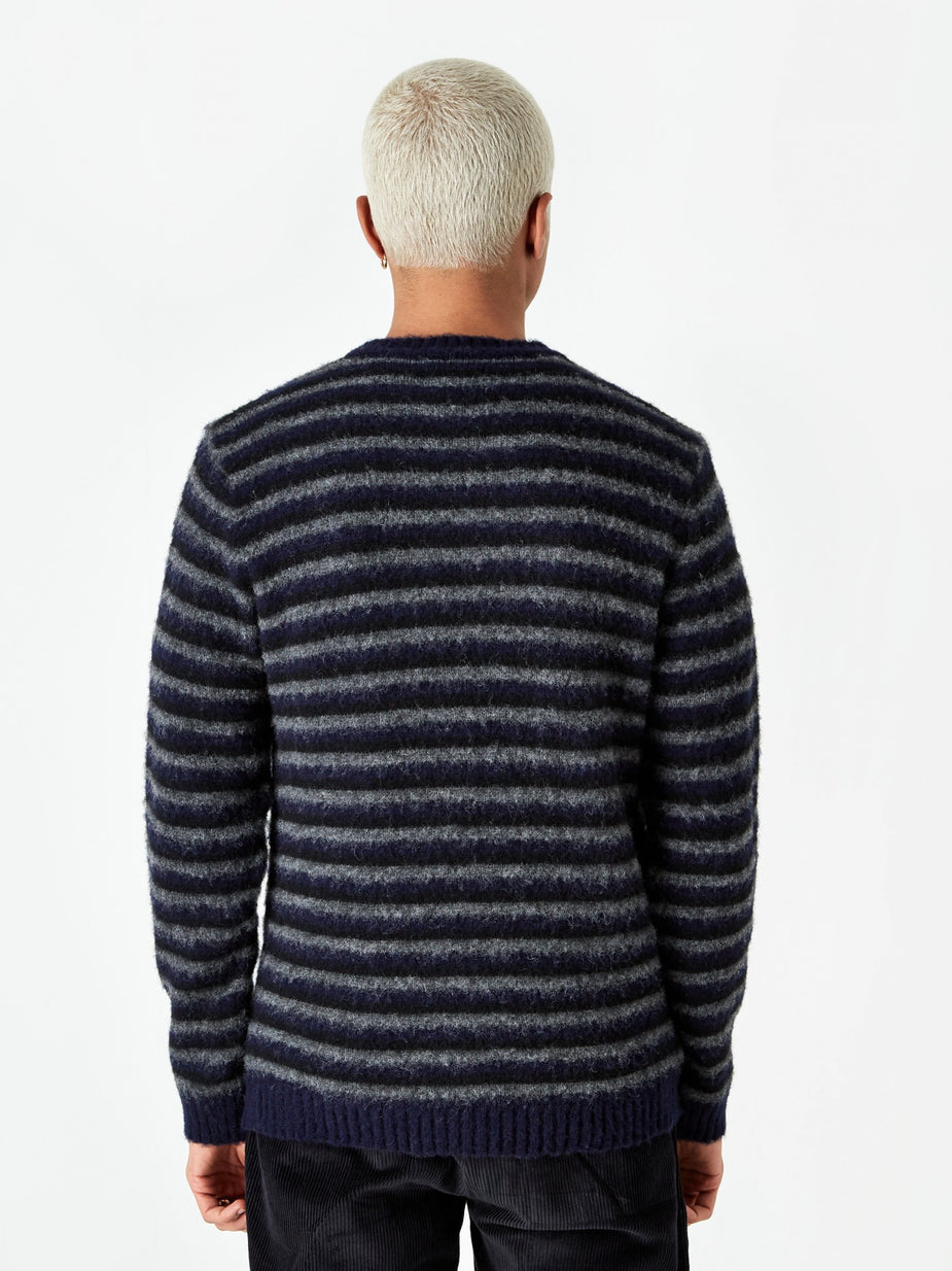Norse Projects Norse Projects Sigfred Brushed Stripe Jumper - Dark Navy - Blue