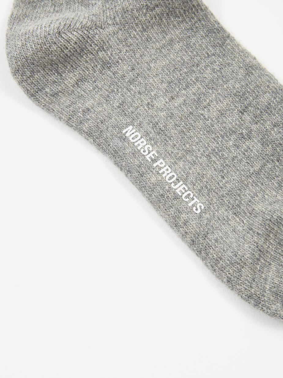 Norse Projects Norse Projects Siggy Wool Sock - Light Grey Melange - Grey
