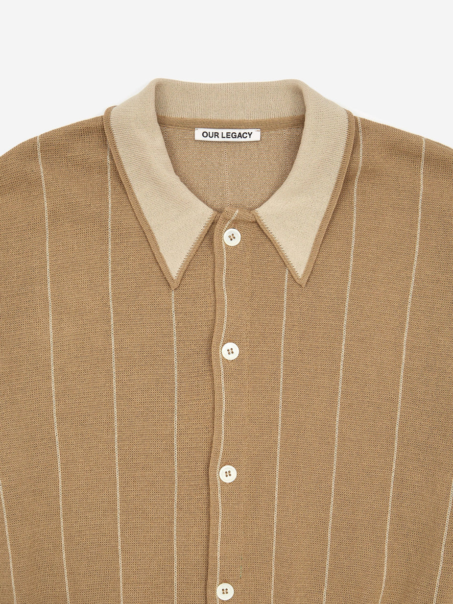 Our Legacy Our Legacy Evening Polo Shirt - Beige Stripe - Neutrals