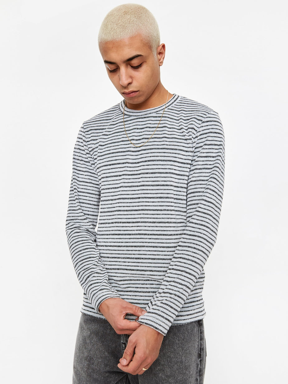 Our Legacy Our Legacy Regular Longsleeve T-Shirt - Metal Stripe - Grey