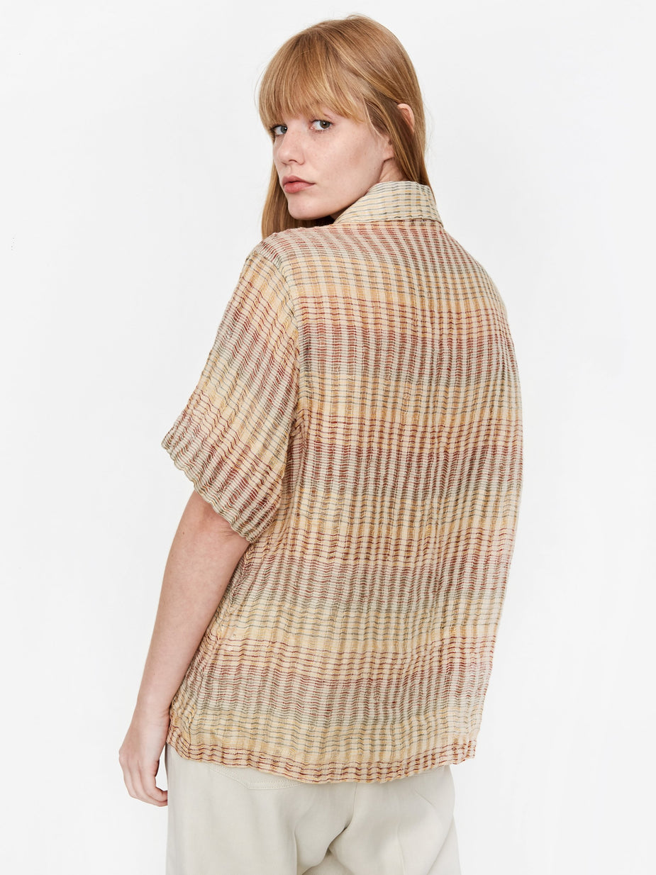 Our Legacy Our Legacy Short Sleeve Square Shirt - Red Stripe Structure - Red