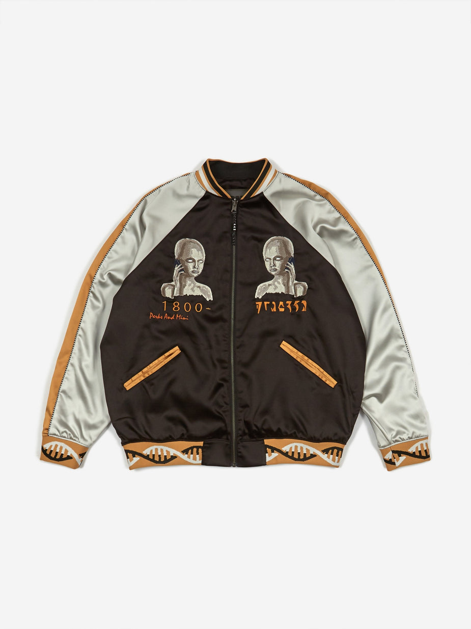 Perks & Mini Perks & Mini Reversible Satin Jacket - Black Shadow - Black