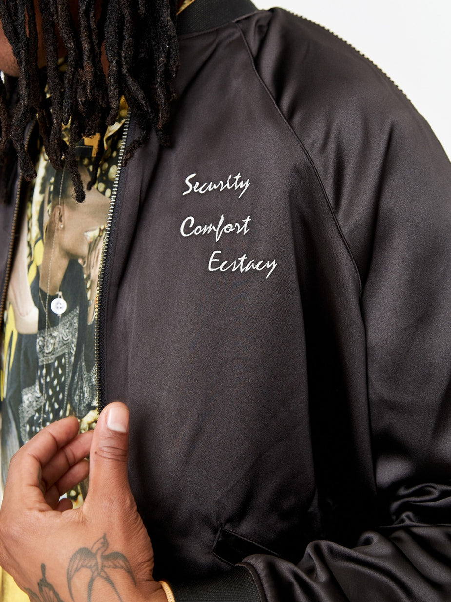 Perks & Mini Perks & Mini Reversible Satin Jacket - Black Shadow - Black
