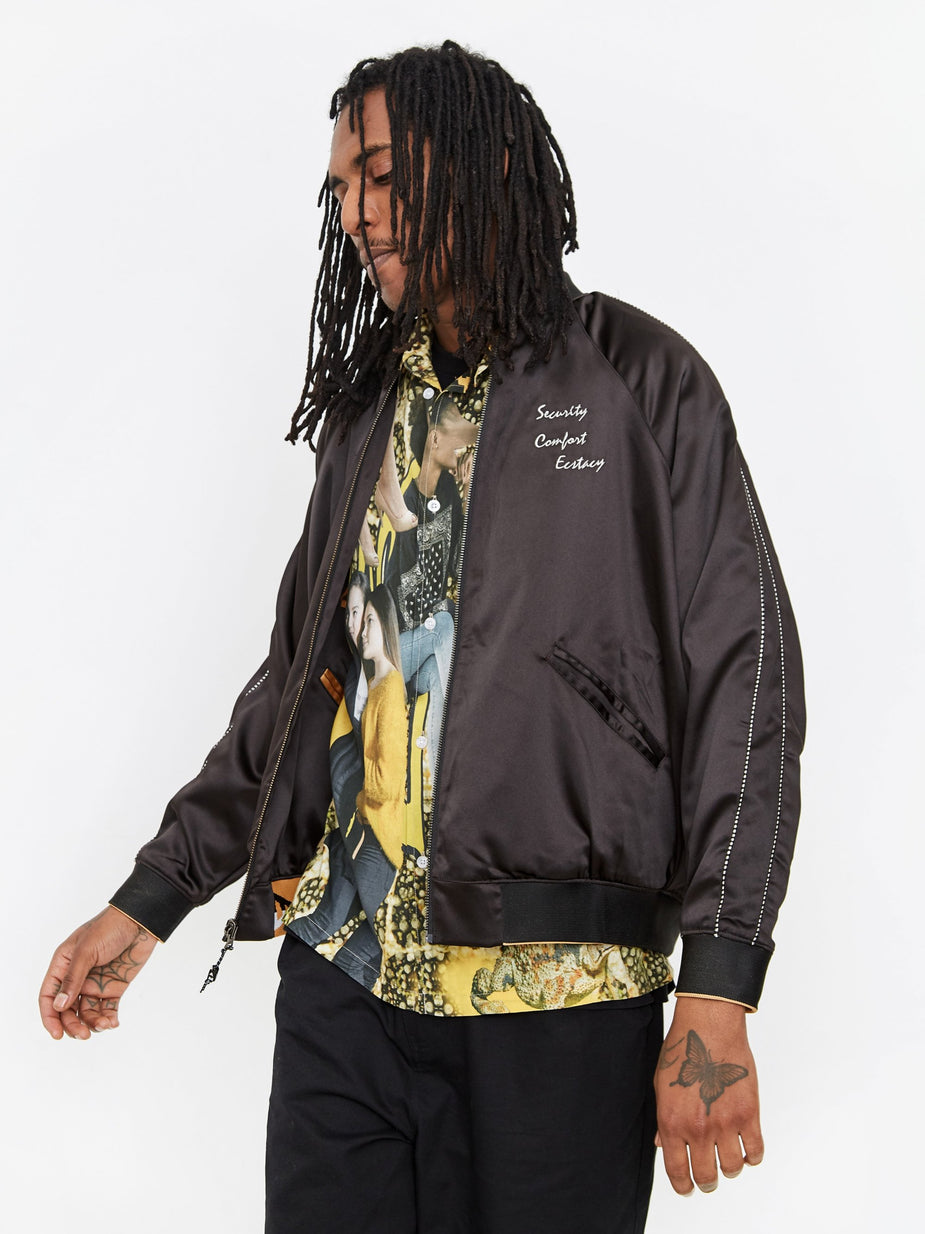 Perks & Mini Perks & Mini Reversible Satin Jacket - Black Shadow - Black