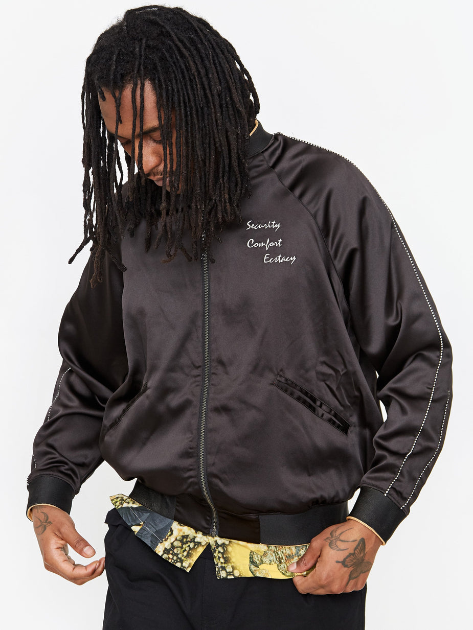 Perks & Mini Perks & Mini Reversible Satin Jacket - Black Shadow - Black