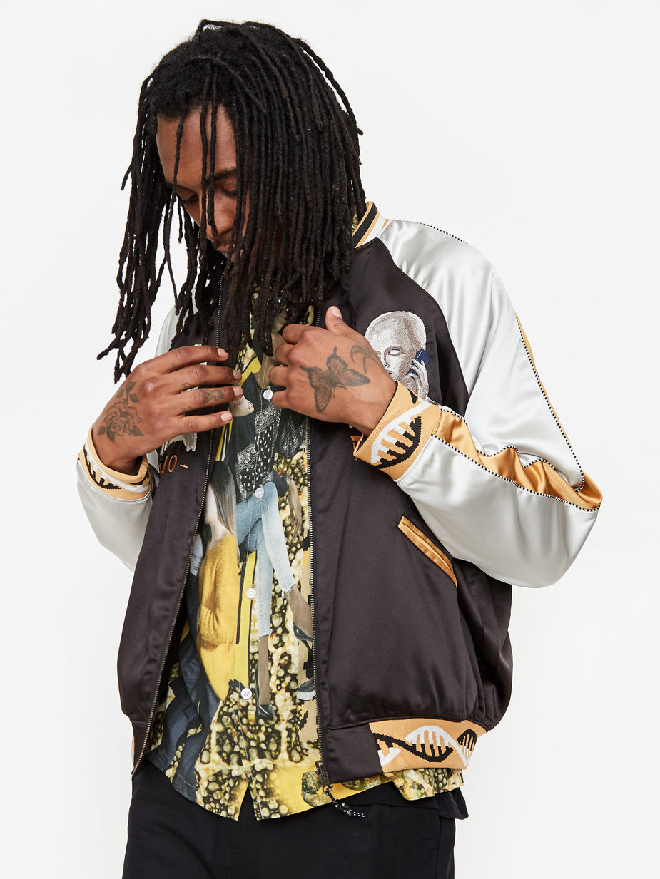 Perks & Mini Perks & Mini Reversible Satin Jacket - Black Shadow - Black