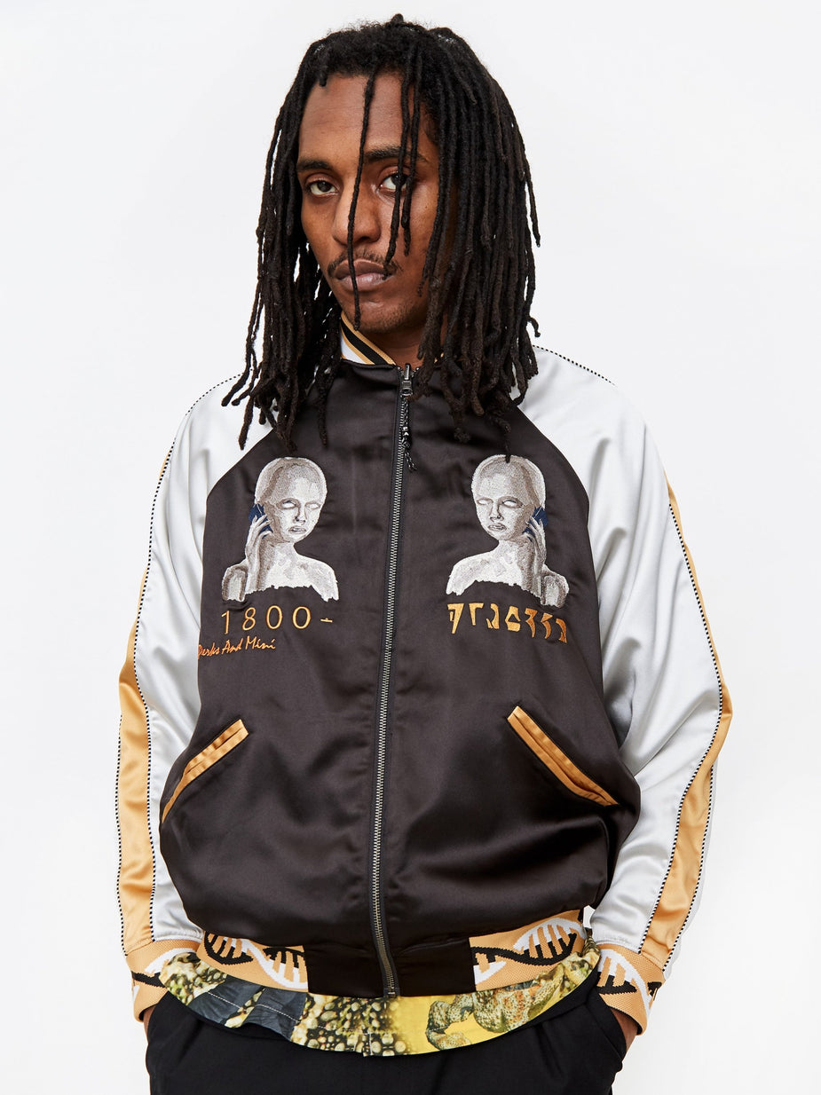 Perks & Mini Perks & Mini Reversible Satin Jacket - Black Shadow - Black