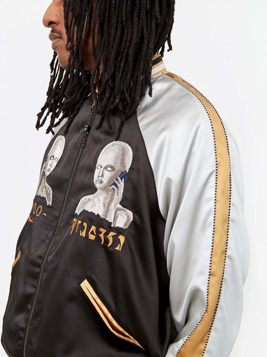 Perks & Mini Perks & Mini Reversible Satin Jacket - Black Shadow - Black