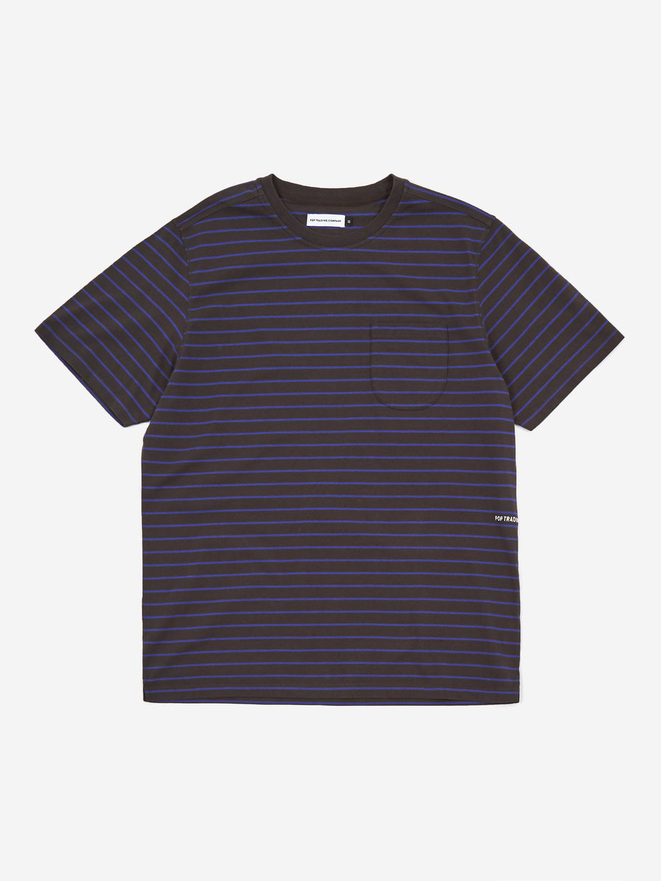 Pop Trading Company Pop Trading Company Casper Stripe Pocket T-Shirt - Black/Grape - Black