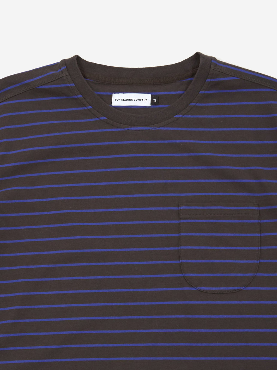 Pop Trading Company Pop Trading Company Casper Stripe Pocket T-Shirt - Black/Grape - Black