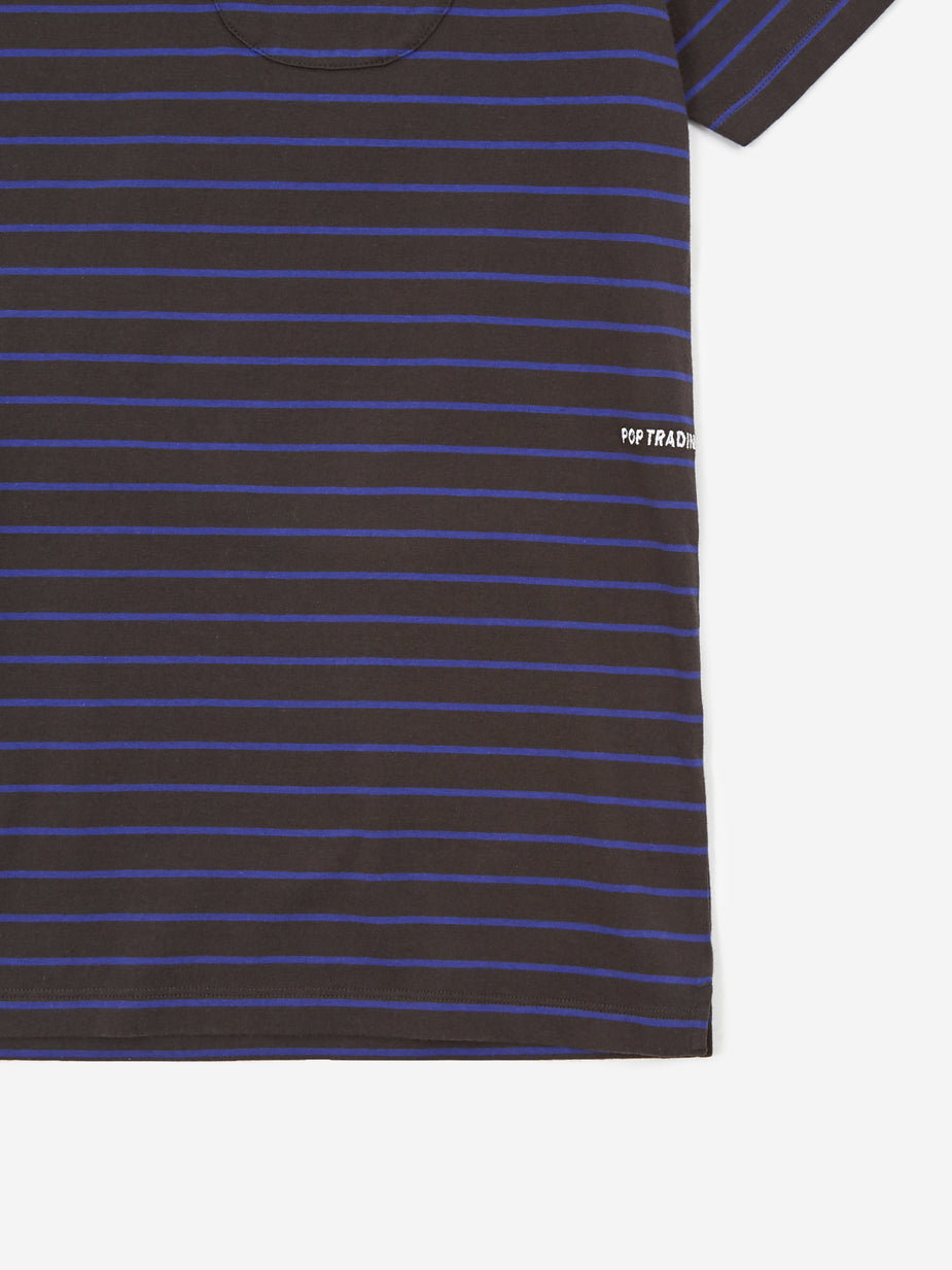 Pop Trading Company Pop Trading Company Casper Stripe Pocket T-Shirt - Black/Grape - Black