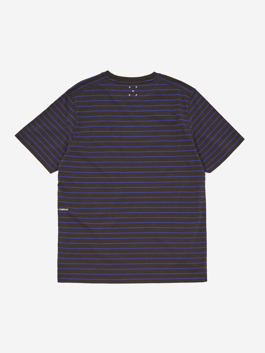 Pop Trading Company Pop Trading Company Casper Stripe Pocket T-Shirt - Black/Grape - Black