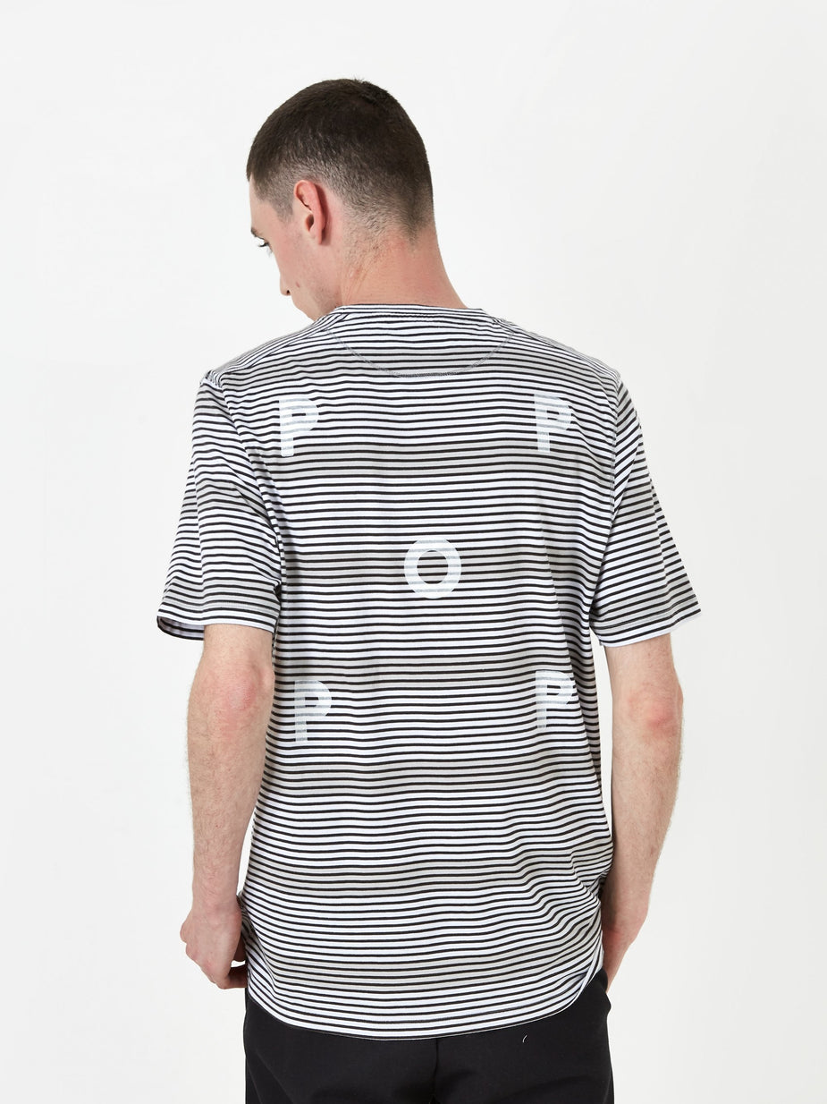 Pop Trading Company Pop Trading Company Hard Stripe T-Shirt - Anthracite/White - White