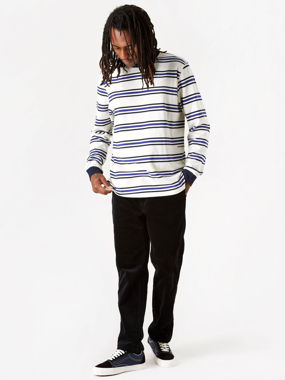 Pop Trading Company Pop Trading Company Harold Stripe Longsleeve T-Shirt - Off White/Grape - White
