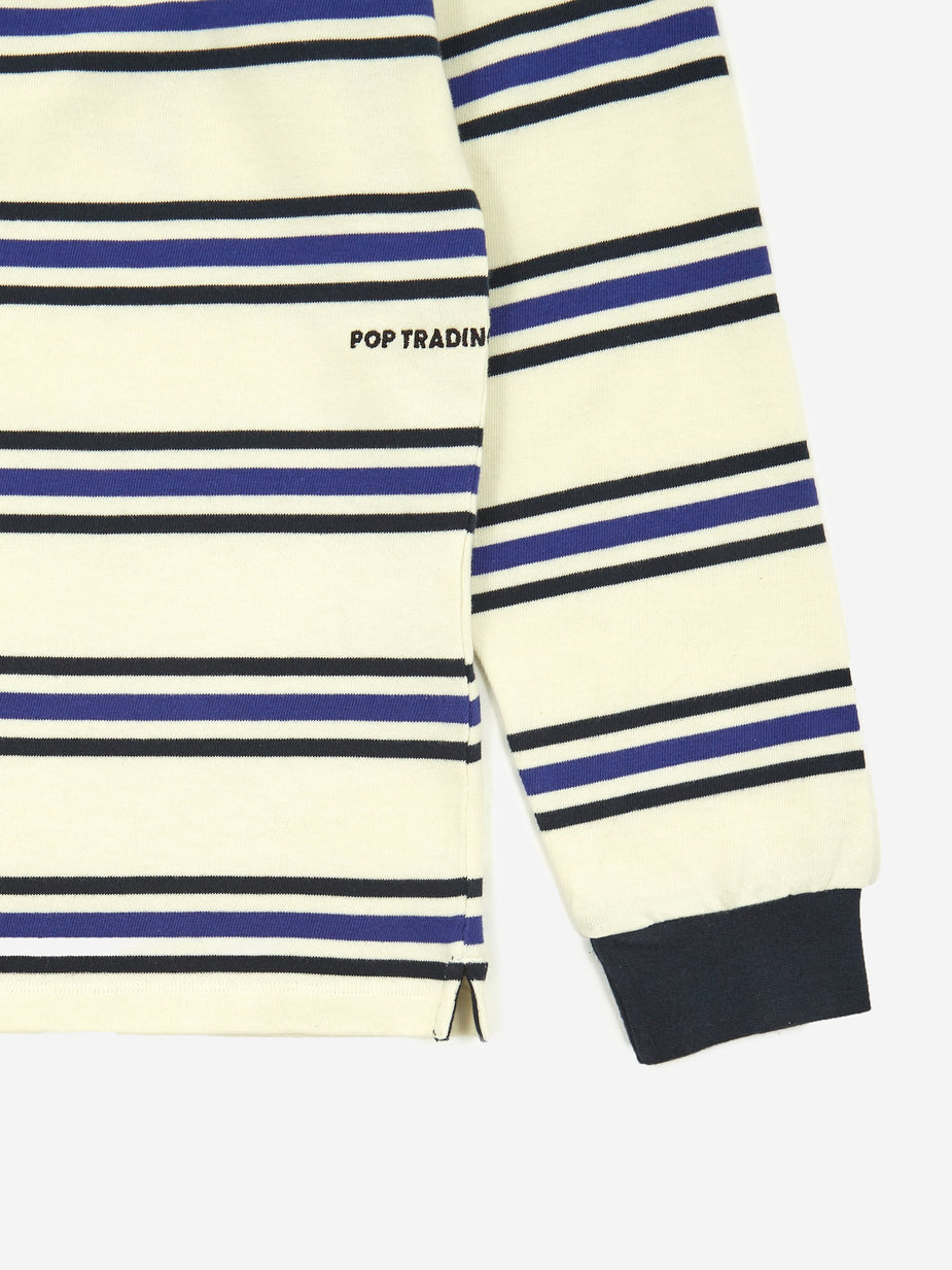 Pop Trading Company Pop Trading Company Harold Stripe Longsleeve T-Shirt - Off White/Grape - White