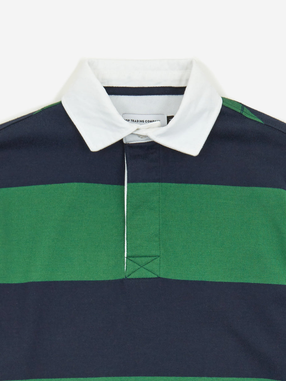 Pop Trading Company Pop Trading Company Logo Rugby Shirt - Kelly Green/Navy - Green