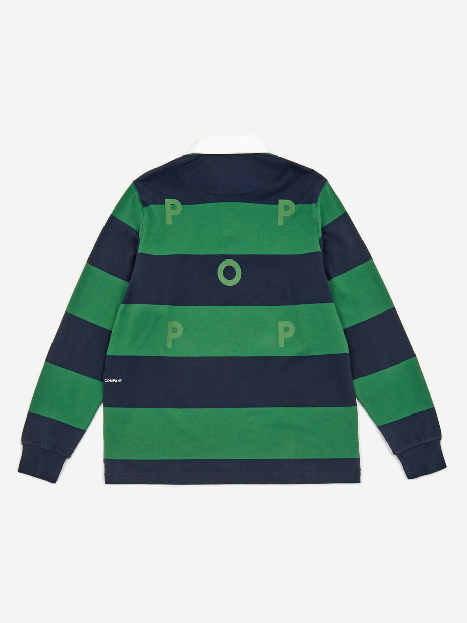 Pop Trading Company Pop Trading Company Logo Rugby Shirt - Kelly Green/Navy - Green
