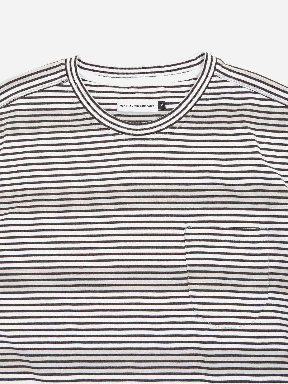 Pop Trading Company Pop Trading Company Hard Stripe T-Shirt - Anthracite/White - White