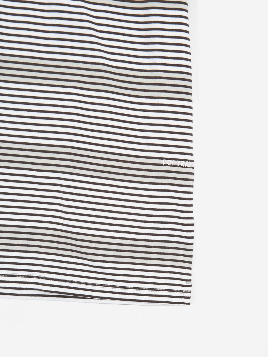 Pop Trading Company Pop Trading Company Hard Stripe T-Shirt - Anthracite/White - White