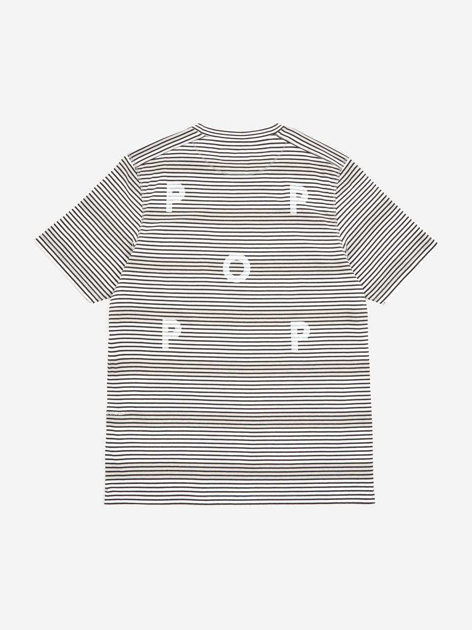 Pop Trading Company Pop Trading Company Hard Stripe T-Shirt - Anthracite/White - White