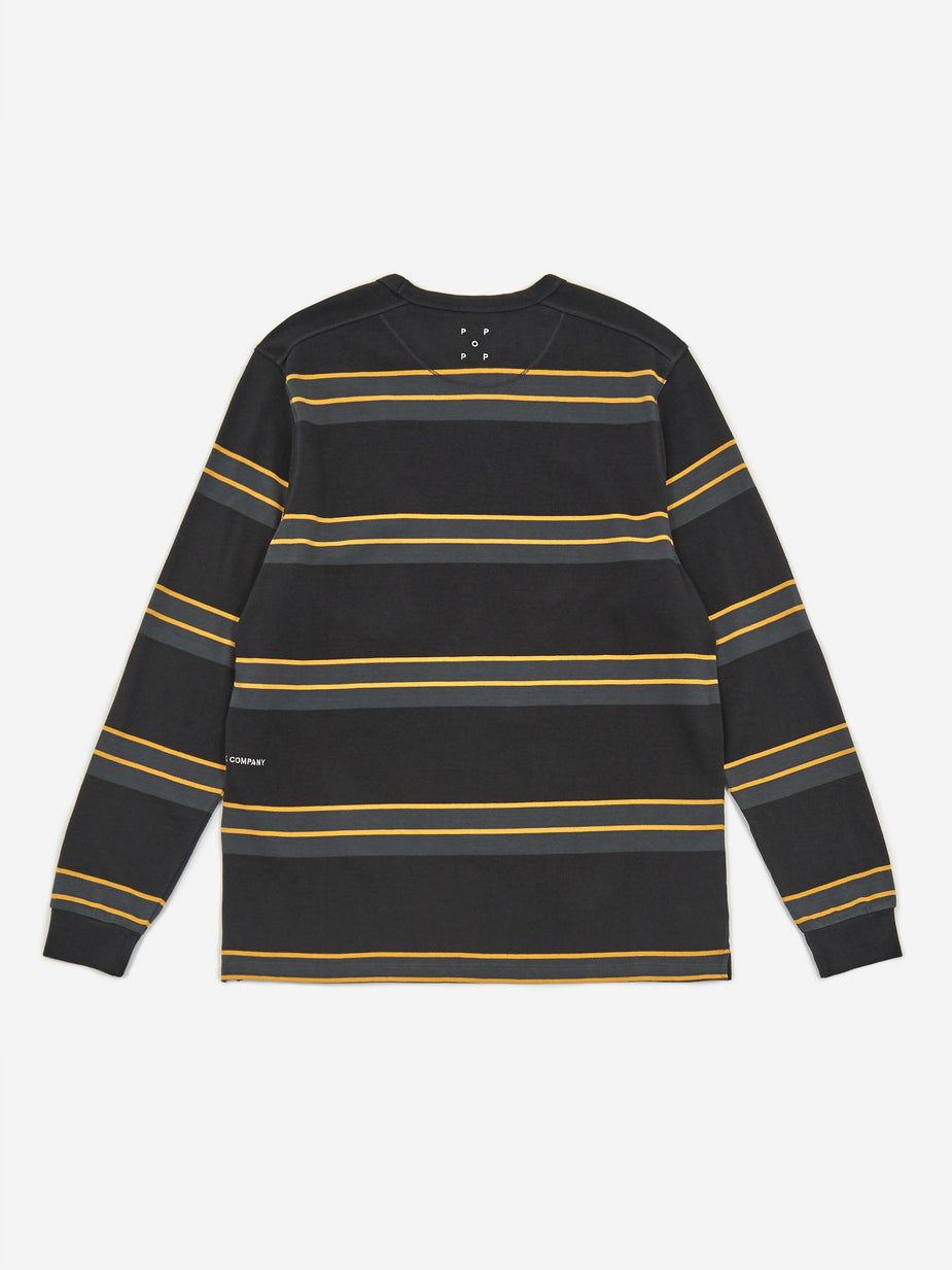 Pop Trading Company Pop Trading Company Striped Longsleeve T-Shirt - Anthracite/Yellow - Yellow