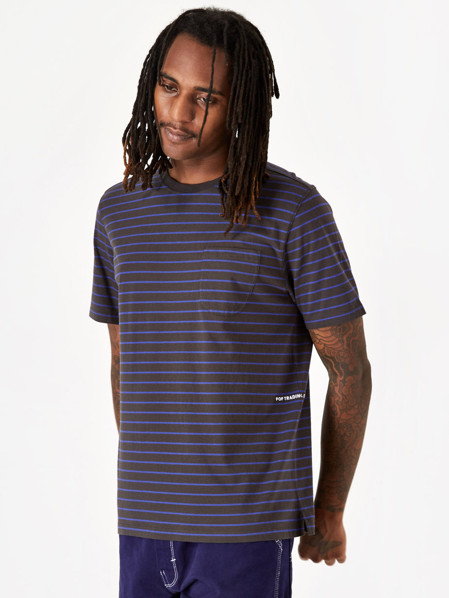 Pop Trading Company Pop Trading Company Casper Stripe Pocket T-Shirt - Black/Grape - Black