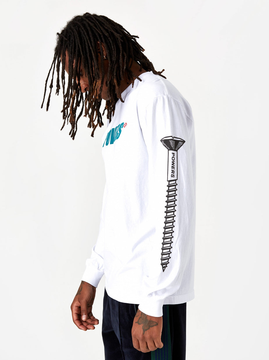 POWERS Powers Logo Longsleeve T-Shirt - White - White