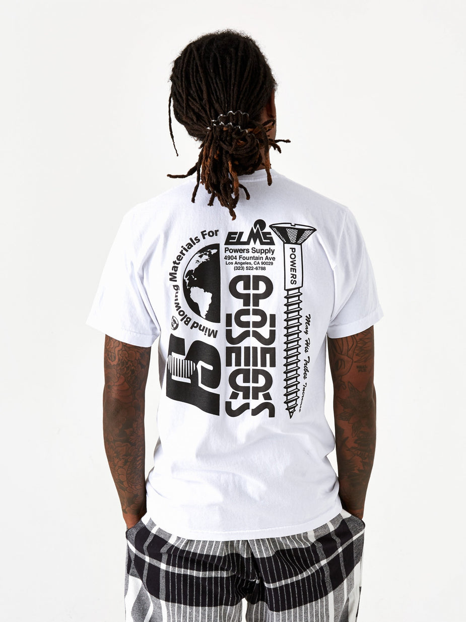 POWERS Powers Stacked Lockup Shortsleeve T-Shirt - White - White