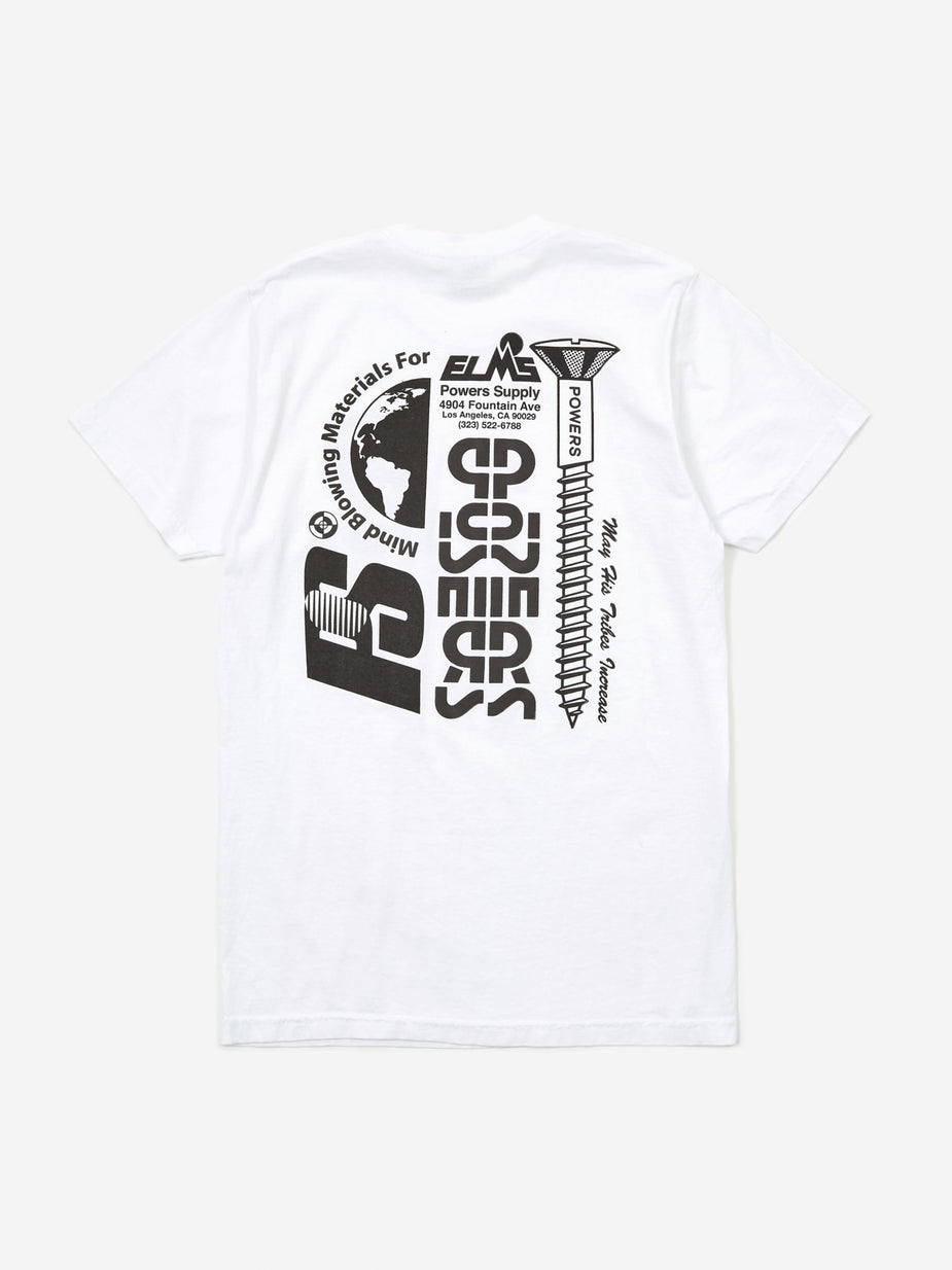 POWERS Powers Stacked Lockup Shortsleeve T-Shirt - White - White