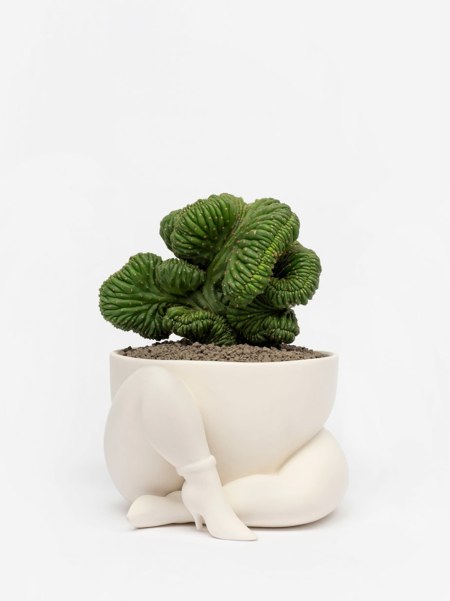 Parra Parra A High Heeled Two Legged Planter - White - White