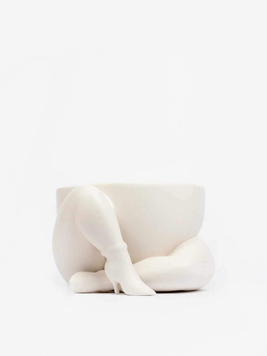 Parra Parra A High Heeled Two Legged Planter - White - White