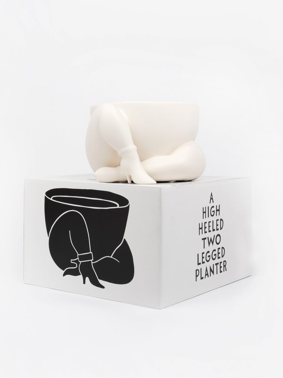 Parra Parra A High Heeled Two Legged Planter - White - White