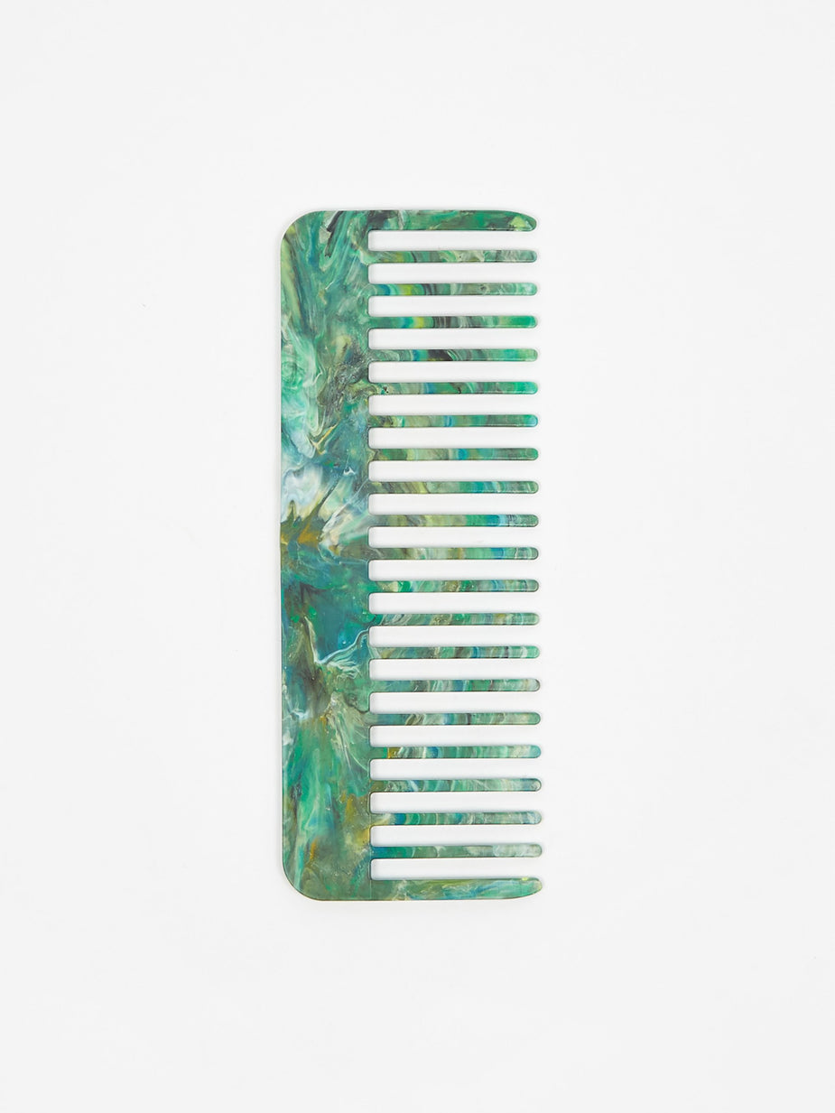 RE=COMB RE=COMB Recycled Plastic Hair Comb - Marbled Cool - Green