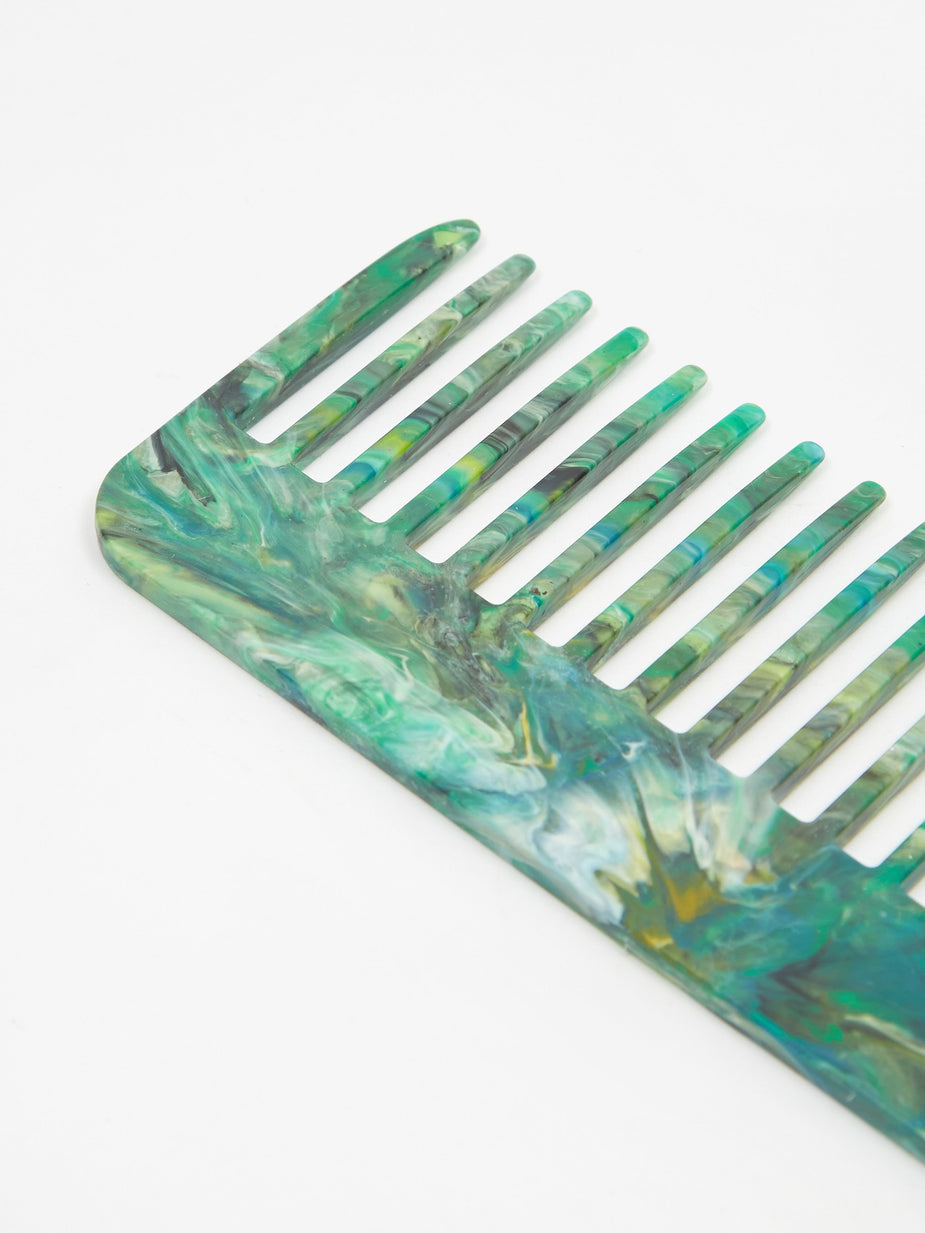 RE=COMB RE=COMB Recycled Plastic Hair Comb - Marbled Cool - Green