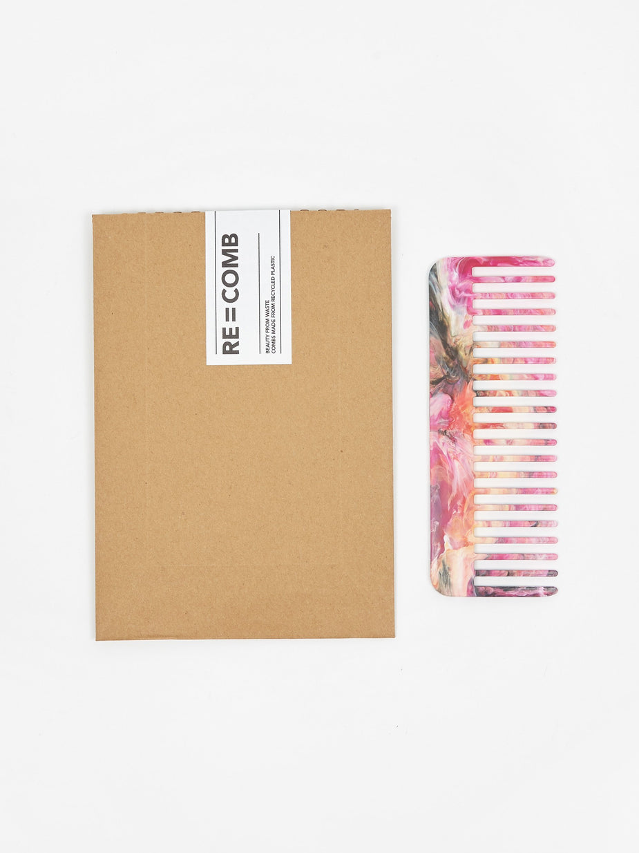 RE=COMB RE=COMB Recycled Plastic Hair Comb - Marbled Warm - Pink