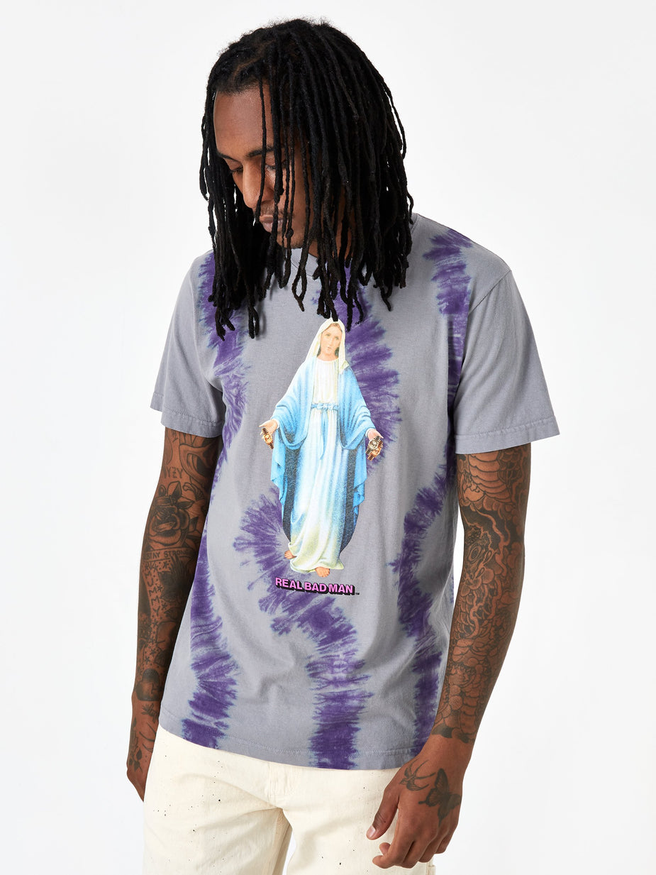 Real Bad Man Real Bad Man Mary With The Watches Tie Dye Shortsleeve T-Shirt - Grey - Grey