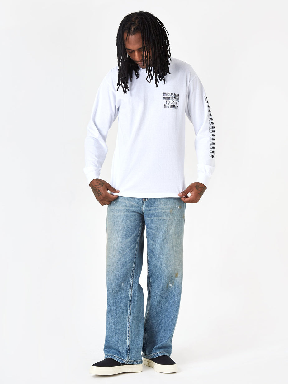 Real Bad Man Real Bad Man Uncle Jam Tribute Longsleeve T-Shirt - White - White