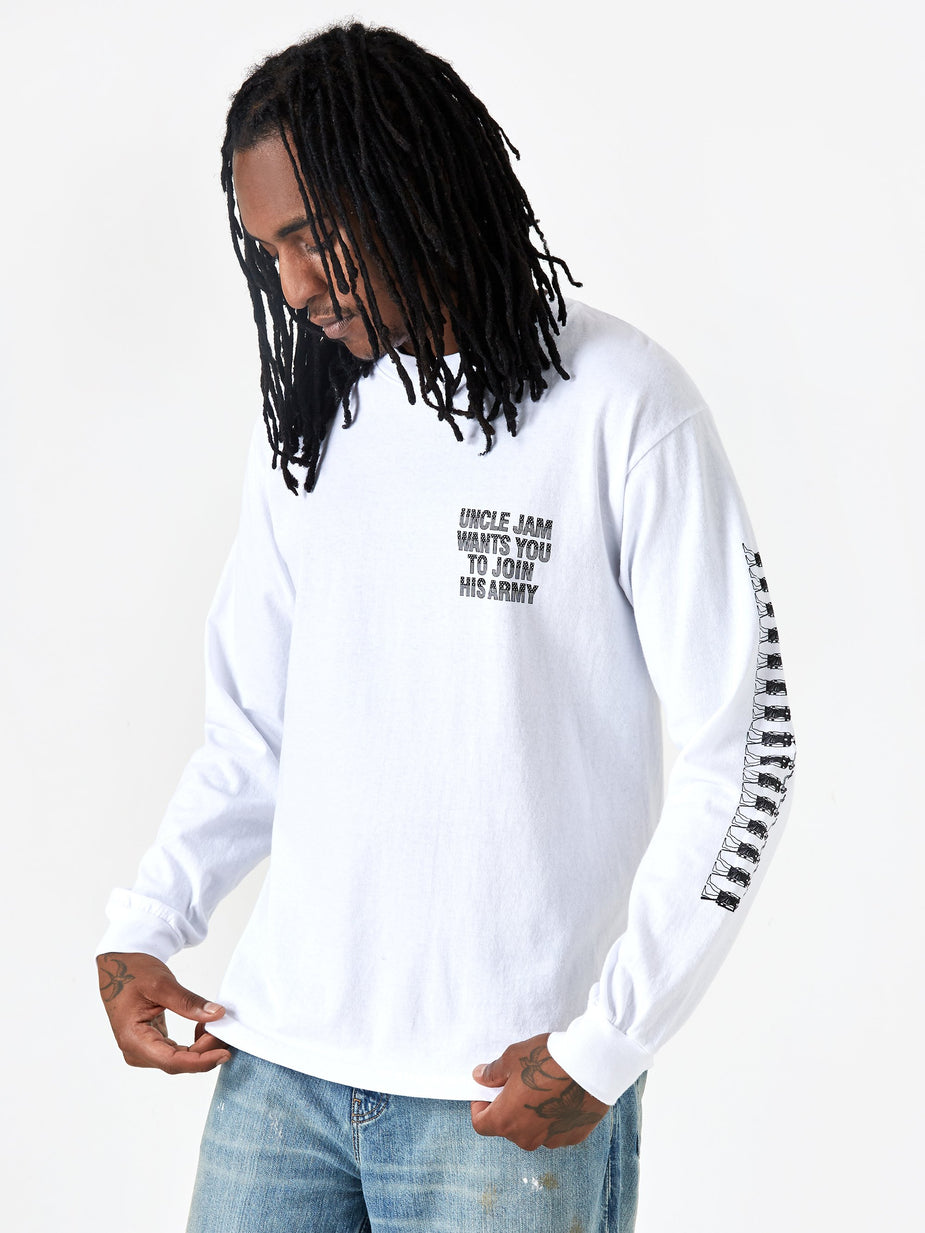 Real Bad Man Real Bad Man Uncle Jam Tribute Longsleeve T-Shirt - White - White