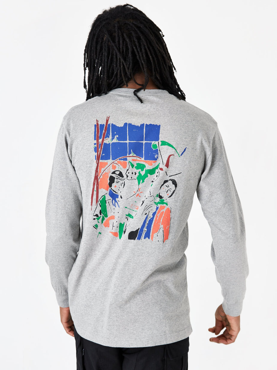 Reception Reception Melkerij Peerdsbos Longsleeve T-Shirt - Grey Marl - Grey