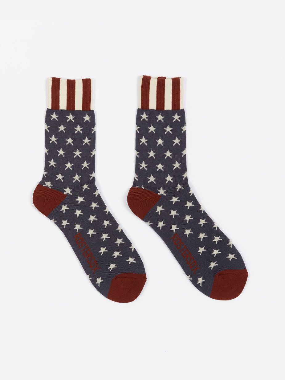Rostersox Rostersox USA Old Socks - Navy Star - Blue