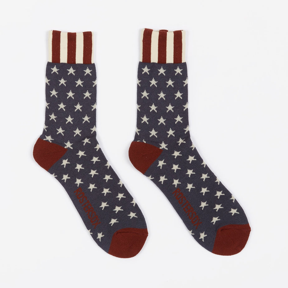 Rostersox Rostersox USA Old Socks - Navy Star - Blue
