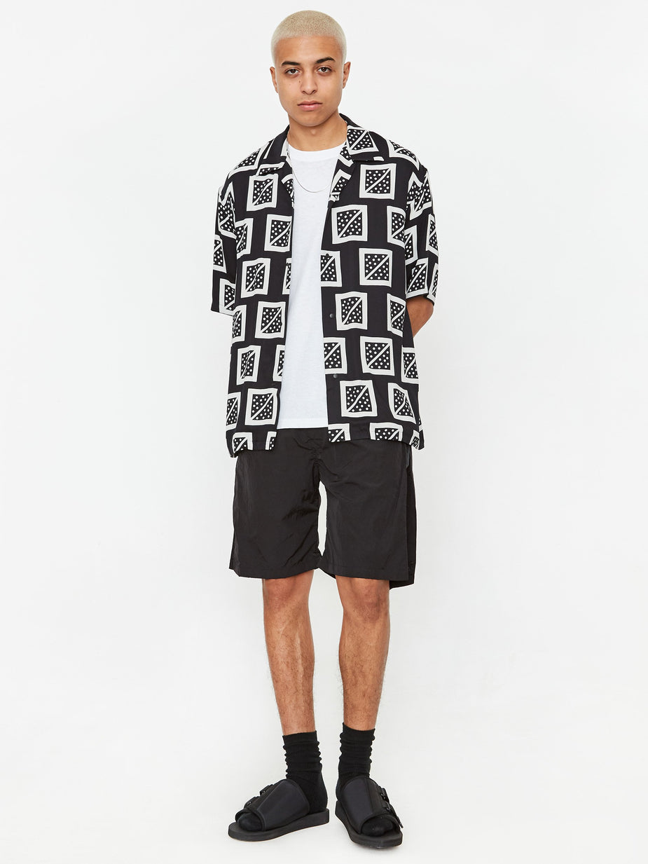 Sasquatchfabrix. Sasquatchfabrix Masu Masu Open Collar Half Sleeve Shirt - Black - Black