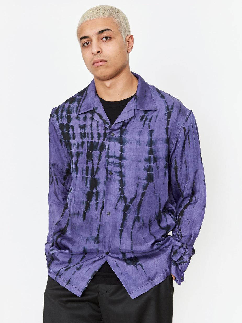 Sasquatchfabrix. Sasquatchfabrix Oriental Tie Dye Open Collar Longsleeve Shirt - Black Pattern - Black