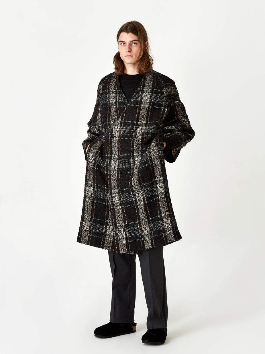 Sasquatchfabrix. Sasquatchfabrix Tweed Oriental Wrap Coat - Black/Beige Check - Black